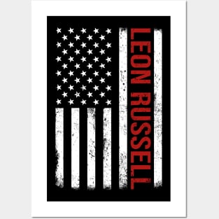 Graphic Leon Russell Proud Name US American Flag Birthday Gift Posters and Art